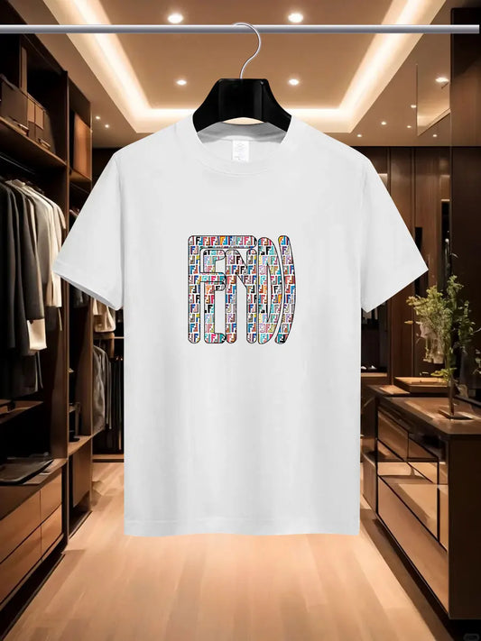 2025 Summer Men's luxury fashion International FD letter brand printed T-shirt, pure cotton round neck urban casual trendy Y2K h