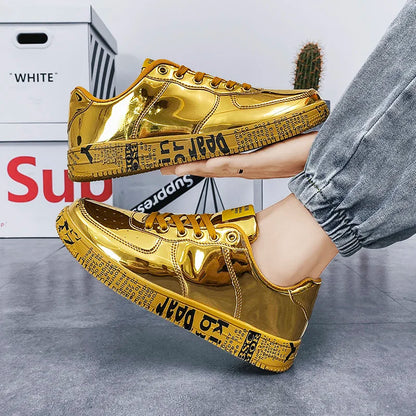 Noi adidași din aur pantofi de cuplu de lux casual sclipici de sclipici bărbați hip-hop streetwear skateboard pantofi bărbați designer de încălțăminte de design
