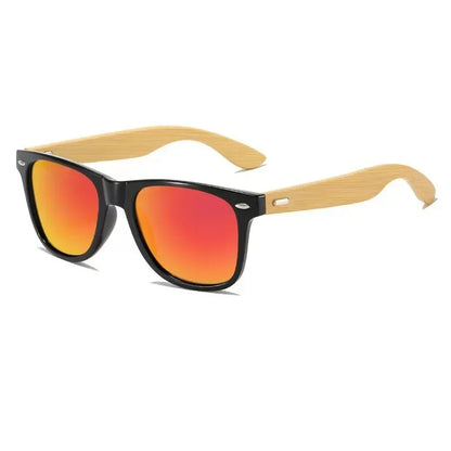 Bamboo bois vintage carré de lunettes de soleil polarisées masculin