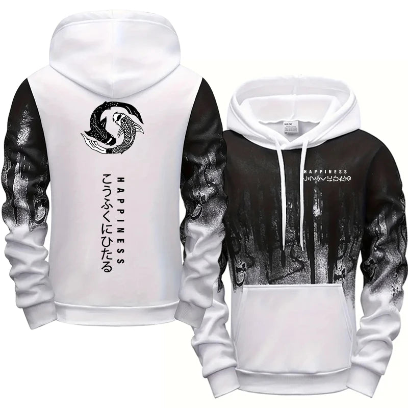 Japanische Mode -Herren -Tracksuit Hoodies Joggshose 2 Stück Set Herbst & Winter täglich lässige sportliche Jogging -Anzug Urban Trend Outfits