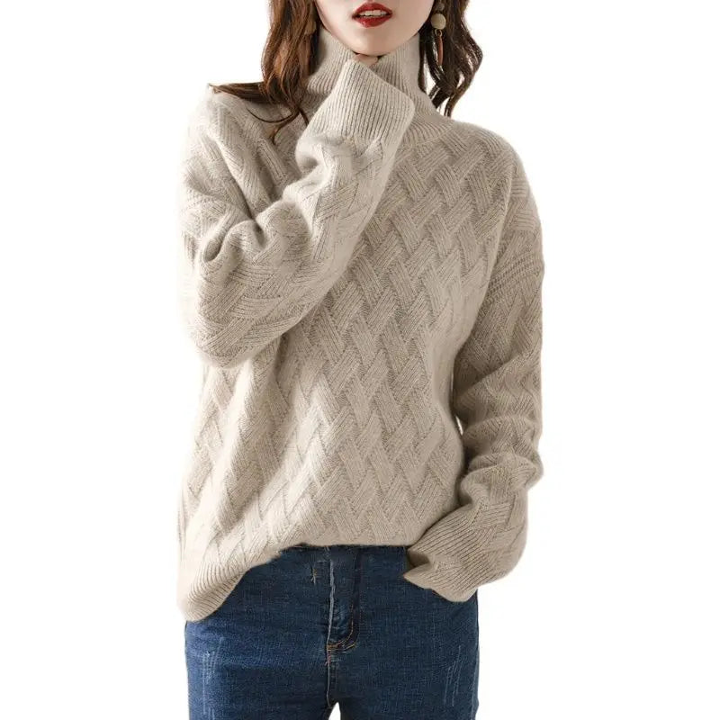 2024 Uudet naiset löysä villapaita talvi rento tyylikäs kasmir ylisuuri paksu villapaita Pullovers Pullover Nainen pitkähihainen S-3XL