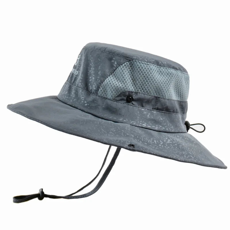 Foldable Summer Adjustable Sun Hats for Men Outdoor Breathable Mesh Fishing Cap Wide Brim Climbing Hat Design Bucket Shade Hat