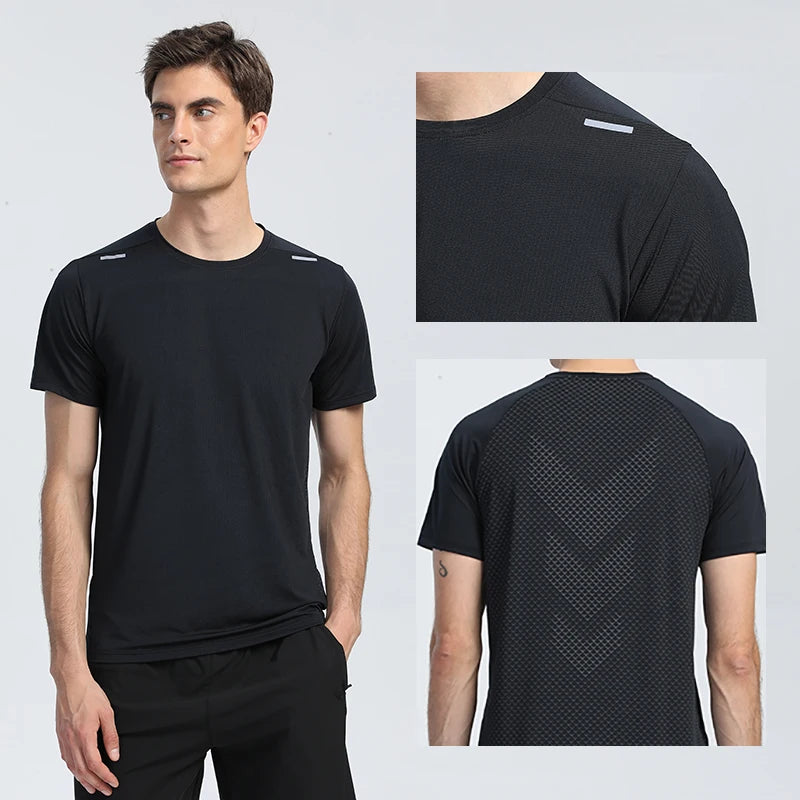 Snelle droge mannen Running T-shirt Fitness Sports Top Gym Training Shirt Ademend joggen Casual Sportswear