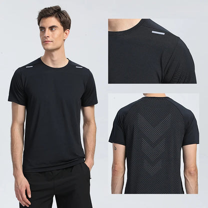 Snelle droge mannen Running T-shirt Fitness Sports Top Gym Training Shirt Ademend joggen Casual Sportswear