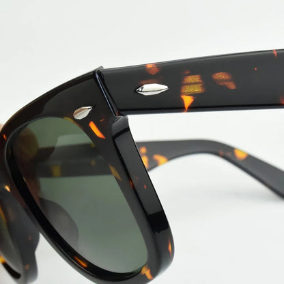 Gafas de sol clásicos lente de vidrio acetato de lentes solares y-2140 diseño de doble remacha gafas elegantes femeninas uv gafas de sol