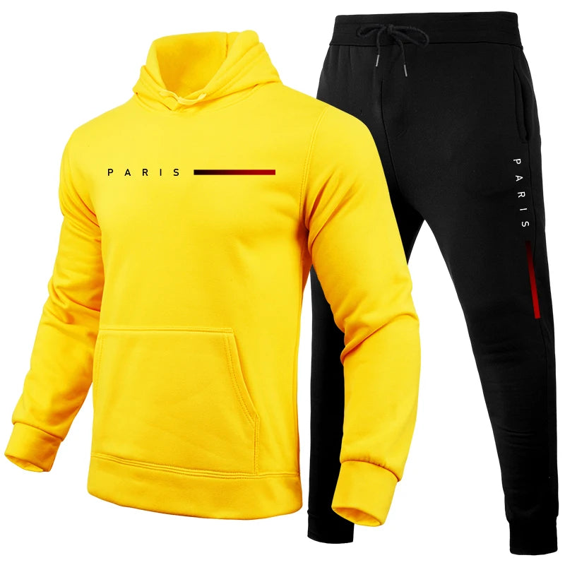Trykk av høy kvalitet Tracksuit Casual Sweatshirt for Men Hoodies+Sweatpants 2 PCS Sett Hot Sale Jogging Streetwear Fashion