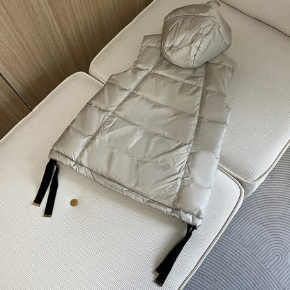 Donne Schinteon Women 90% White Duck Down con giacca senza maniche casual con cappuccio semplice Fashion Solido Fashioni Autunno inverno Top 2025