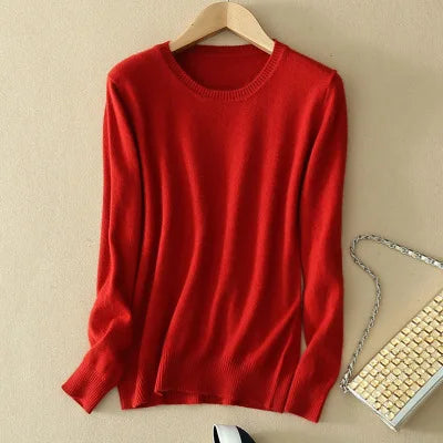 2025 Autumn Winter Sweater Women Long Sleeve O-neck Knit Tops Solid Slim Fit Bottoming Shirt Korean Fashion Pullovers Knitwears
