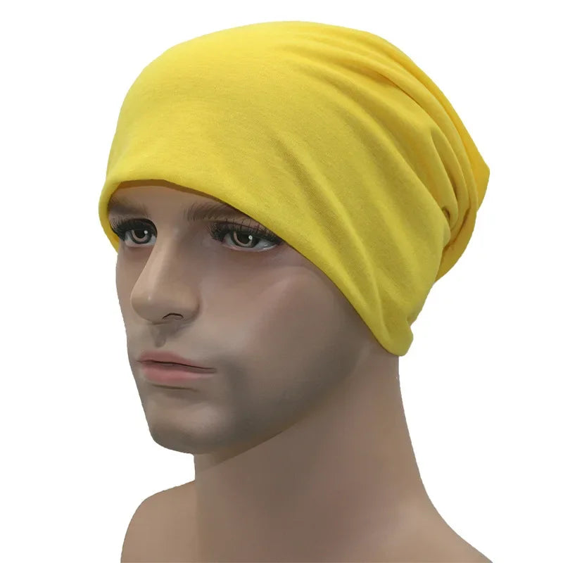 Sombreros de primavera para mujeres Gorro delgado Capa tejida Girl Autumn Cool Candy Color Geanie Hombres Pila de algodón Capa de pila Capa informal