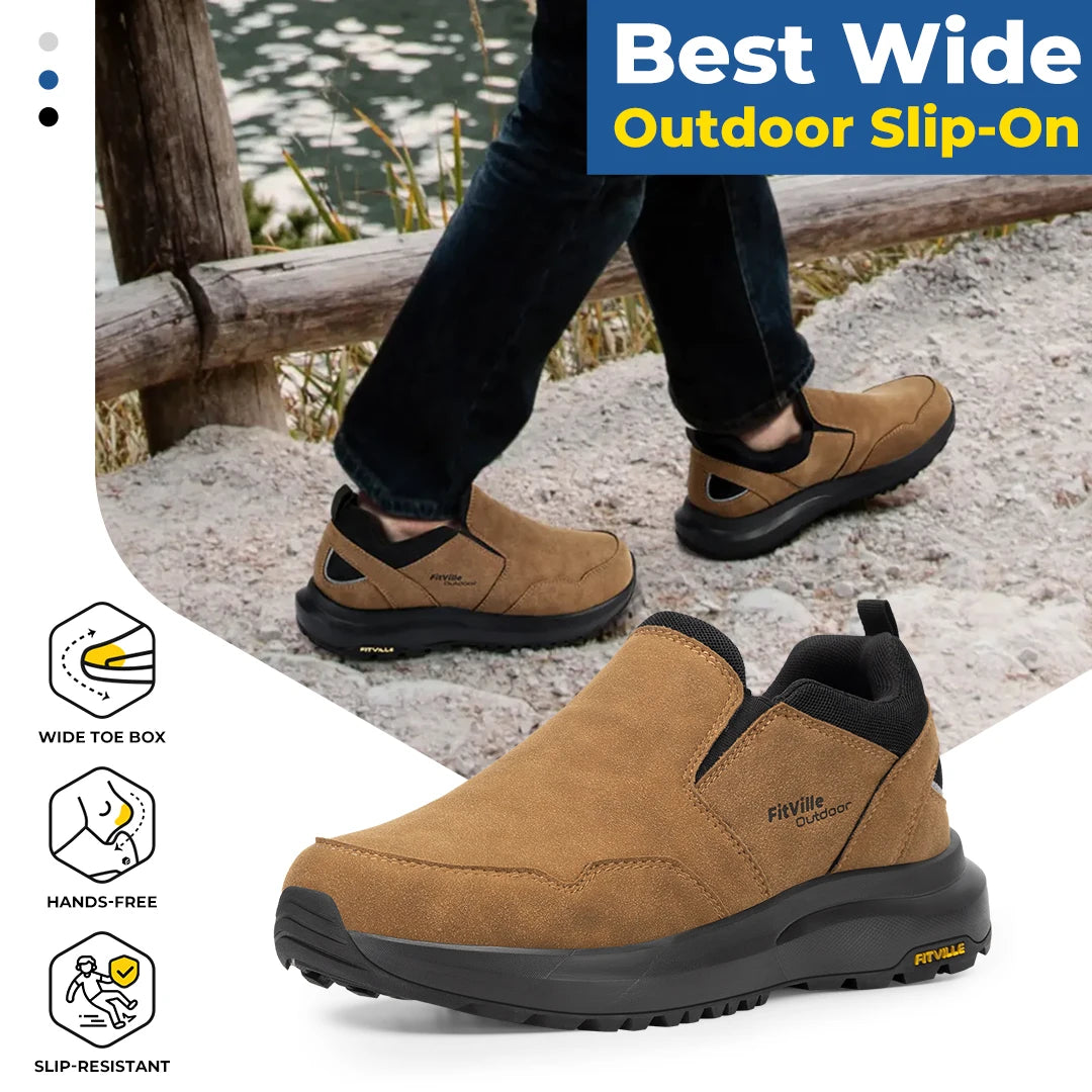 Scarpe da uomo di Fitville ampie escursioni comode slittamento su mocassini vai a piedi e percorsi da ginnastica con supporto ad arco