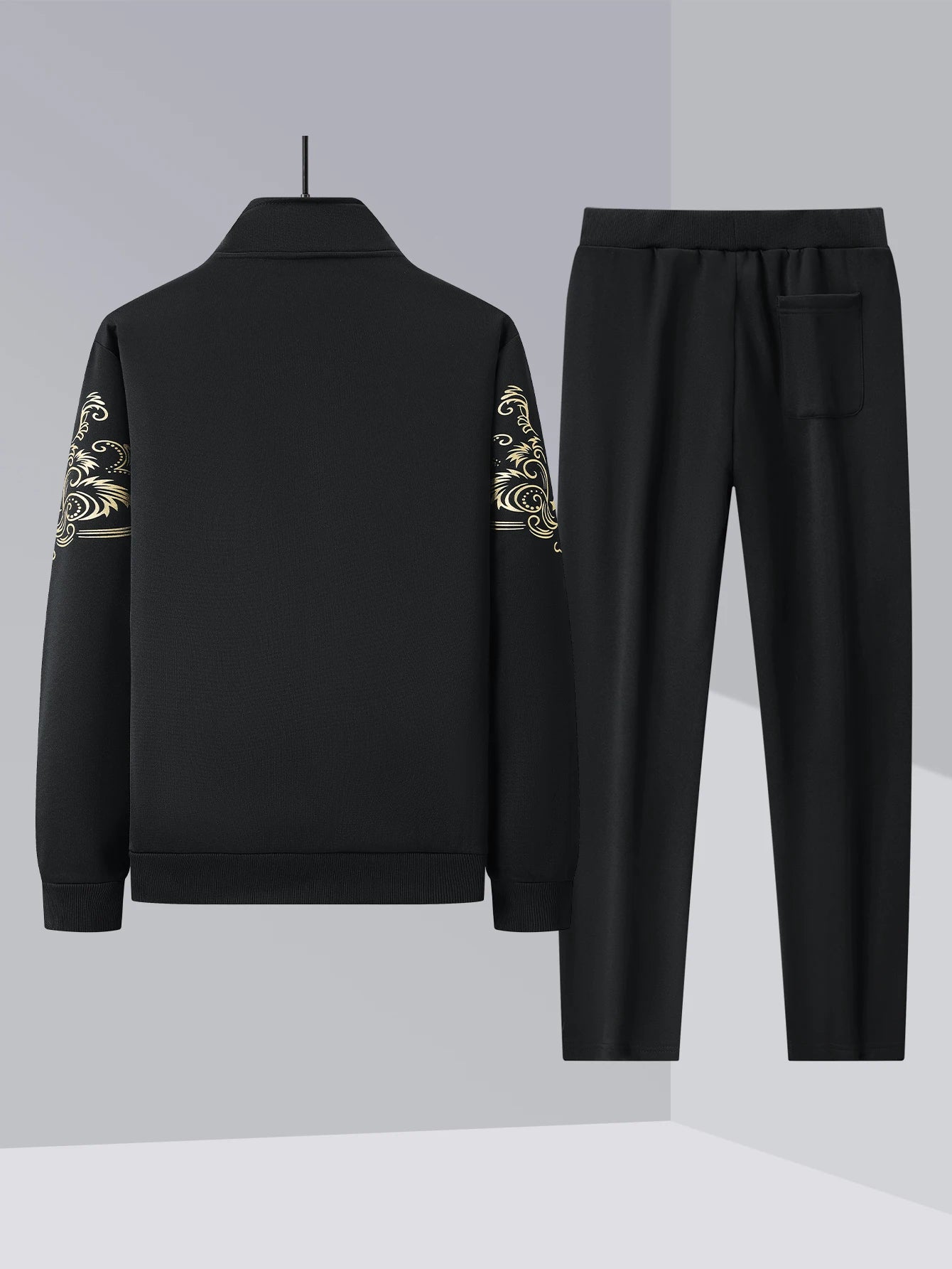 Spring and Autumn men's casual stand - collar sports suit, embroidered cardigan jacket, elastic waist straight - leg pants for m