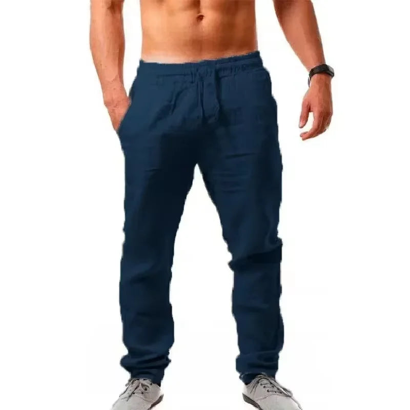 2024 Sommer Neue Herrenmodie Street Hip Hop Sportshosen Komfortable atmungsaktive Baumwollflachs Lose Casual Seil Jogging Hosen