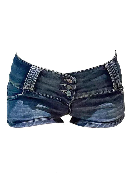 Ženy Y2K Summer Streetwear Gyaru Vintage Coquette Denim Mini Acubi Cowboy Shortů