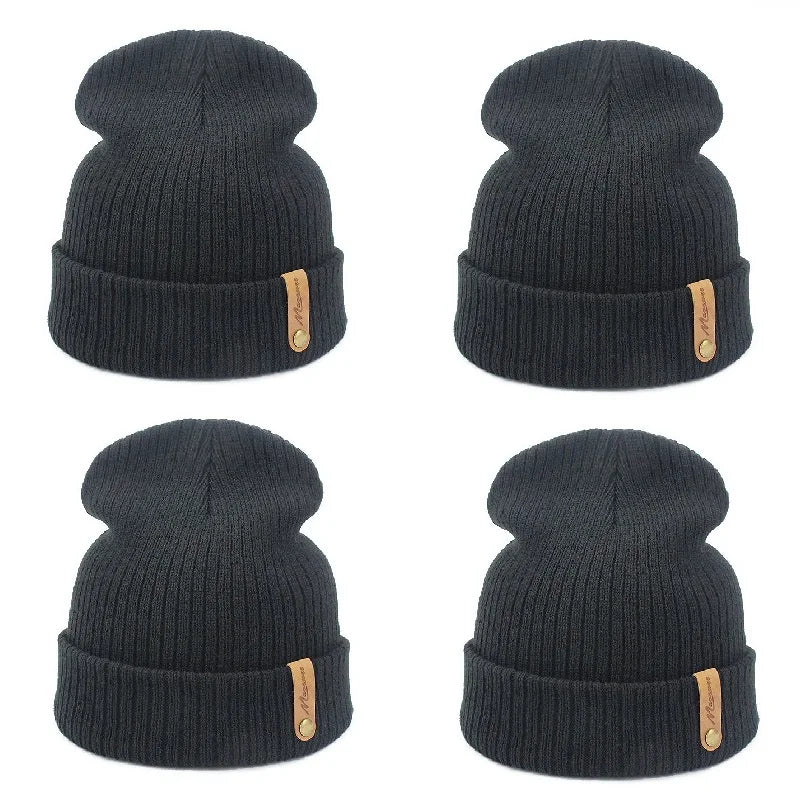 Brand Oohmy Knitted Hats for Men Women, Skullies Caps, Warmer Bonnet, Casual Cap, Monochromatic, Male and Female, Winter, 2024