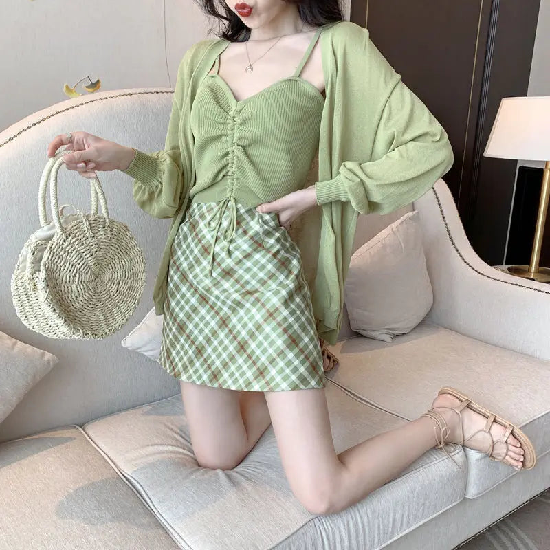 Office Female Outfits Y2k Streetwear Summer Fashion 2025 Clothing Trend Chic and Elegant Festival Women's Two Skirt Piece Set