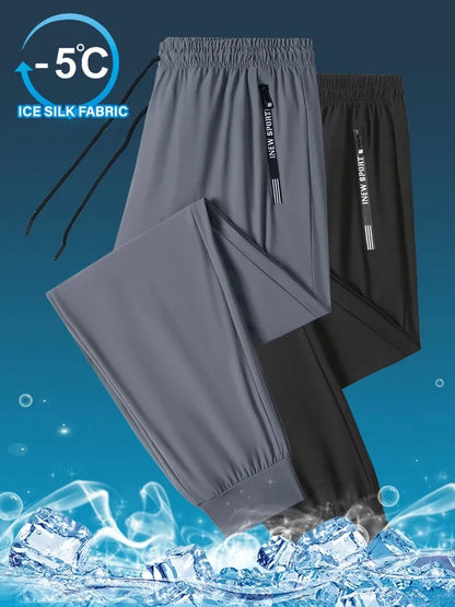 Ice Seide neue Hosen für Männer Sommer Dünne Stil Sport trockneter, gerade getrocknetes Bein Draping Wide Leg Hosen lässige lange Hosen für Männer