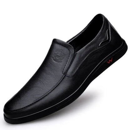 Handmade Men's Shoes Business Leather Shoes Rubber Sole Loafers Slip on Male Casual Shoes Work Office Shoe Black Flat Dress Shoe
