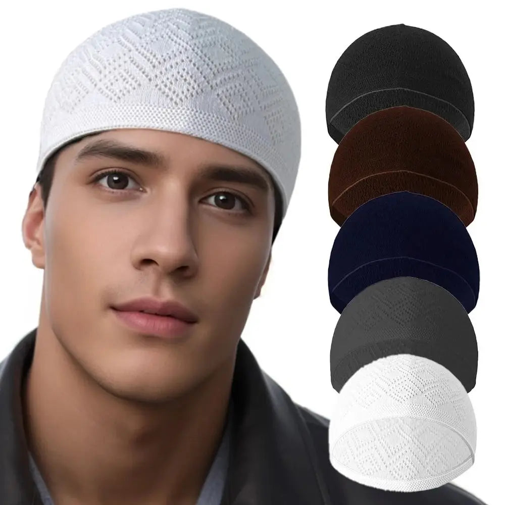 Muslimska män bön hattar unisex vinter varm stickad mössa mössa islam judiska indiska mössor musulman arabiska mäns kippah homme hatt