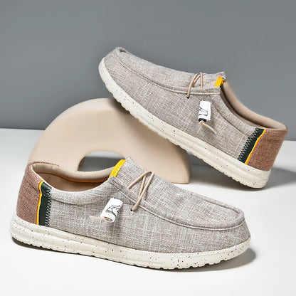 Men's Casual Canvas Shoes Breathable Slip-On Loafers Men Comfortable Flat Sneakers Lightweight Driving Boat Shoes Male Lazy Walk