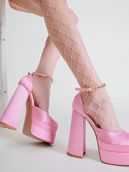 Nuevas bombas de moda Bombas retro Mary Janes Sandalias Sandalias de la plataforma de primavera Partido Boda Basúa Mujer Big tamaño