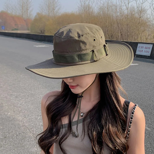 Summer Breathable Fisherman Hat Men Women Spring Summer Large Eave Outdoor Mountaineering Fishing Visor Sun Bucket Hats Gorras