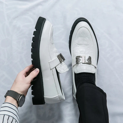 Witte loafers heren feest en zakelijke loafers dik opgeloste mannen kledplatform schoenen comfortabel slip-on mode nieuwe casual schoenen