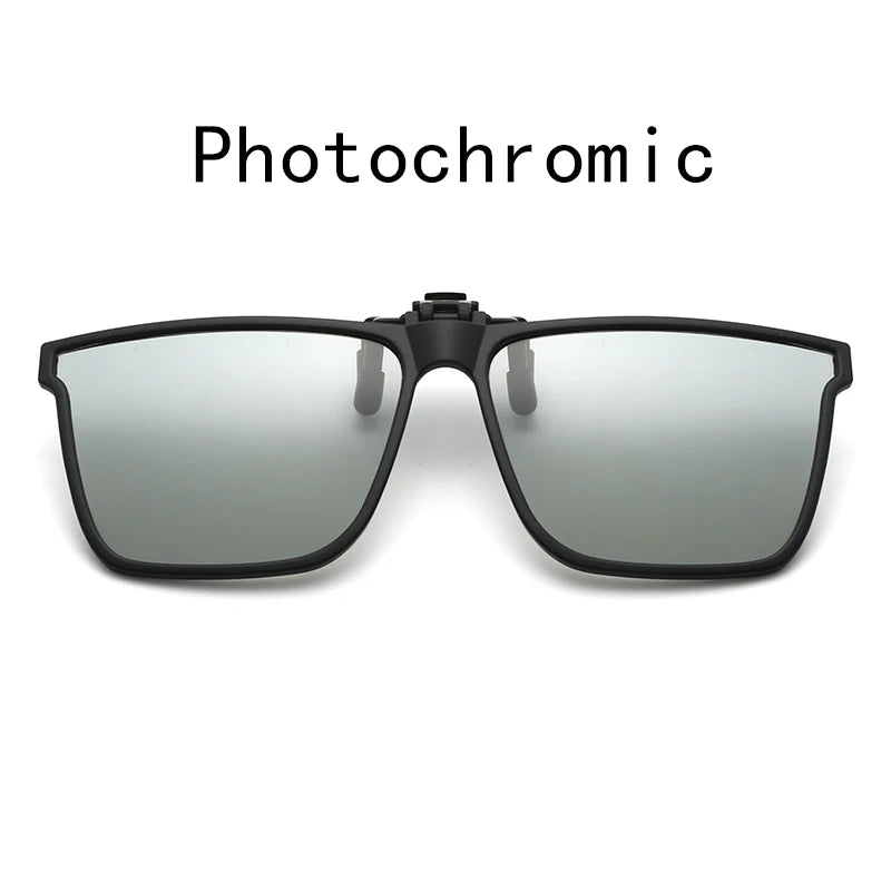 Polarized Flip Up Clip On Sunglasses Men Car Driver Photochromic Goggles Night Vision Glasses Anti Glare Vintage Square Glasses