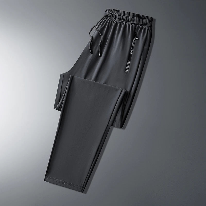 Ice Seide neue Hosen für Männer Sommer Dünne Stil Sport trockneter, gerade getrocknetes Bein Draping Wide Leg Hosen lässige lange Hosen für Männer