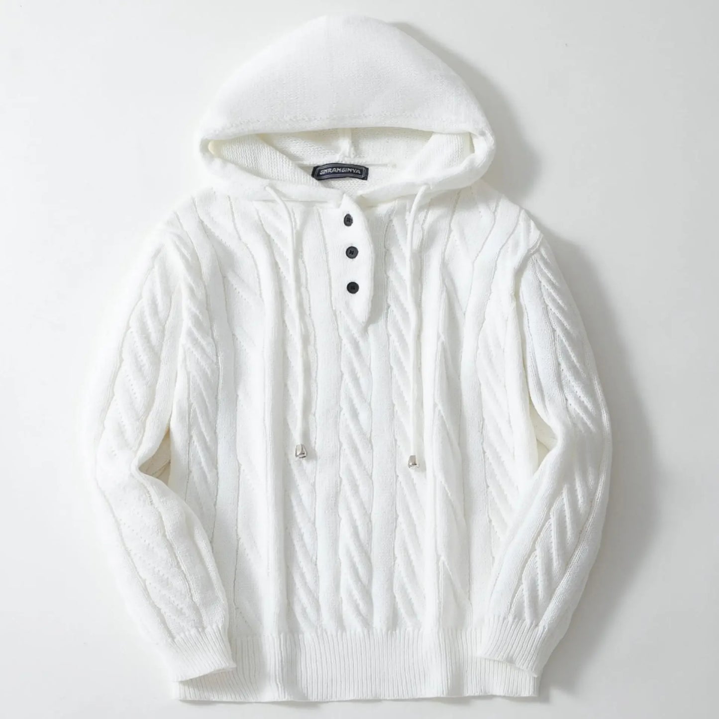 Mænd sweatshirts Pullovers Sweatere Solid afslappet løs splejsningshætte strikket Drawstring Regulære tykke varme toppe Efterår vinter