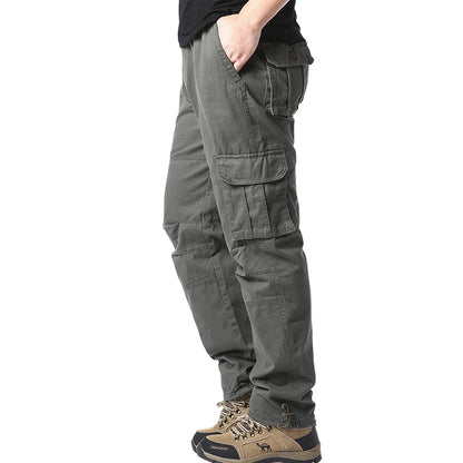 Große Taschenlose Overalls Herren Outdoor Sport Jogging Tactical Hosen Elastische Taille Reine Baumwoll -Freizeithosen