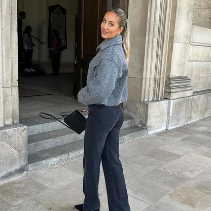 Mejr Tweed Cropped Tacets for Women jesienna zima kurtka krótkometrażowa Kobiet Kobiet zamek z uprawy kurtki półś sezonu Kobieta nowa w odzieży wierzchniej