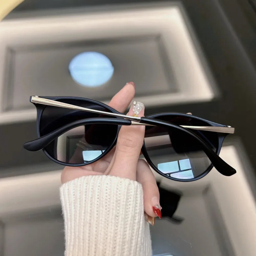 Mode ronde zonnebrillen mannen merkontwerper vintage zonnebrillen mannelijke zwarte retro kat oogframe buiten rijden oculos de sol oculos de sol