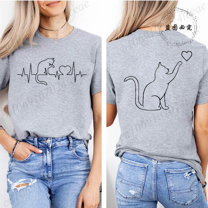 Damskie t-shirt topy z krótkim rękawem Cool Cat Print T-shirts O Neck Casual Lose Hip Hop Streetwear dla kobiet letnie koszulki