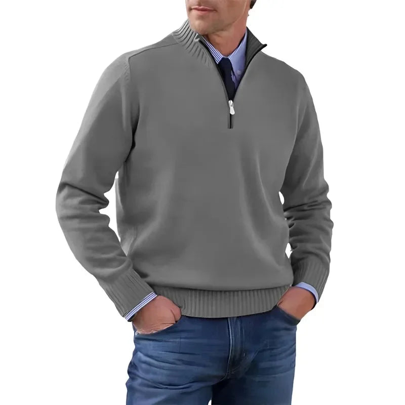 Autumn Men Half Zipper Pullover de manga comprida Jaquetas de gola alta