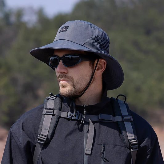 Xinbaoguan 100% polyester 9228 summer men's breathable sun shading large brimmed basin hat sun protection fisherman hat