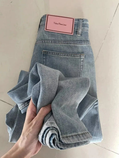 Žene široke vrećice za noge Lady Vintage Y2K Punk niski uspon struj labave traper hlače Street odjeće modno smeće duge klizačke hlače
