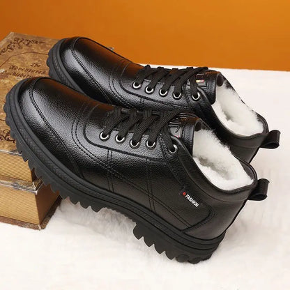 Nieuwe laarzen in de winter verdikt veelzijdige katoenen schoenen Casual gewatteerde sneeuwlaarzen mannelijke leerschoenen buitenshuis niet -slipschoen bota's