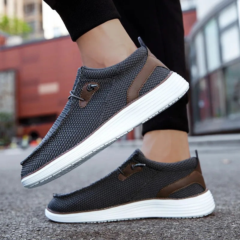 Fujeak Men's Breathable Casual Canvas Slip Shoes Comfort Slip-on Male Loafer Soft Loafers Lightweight Working Shoes