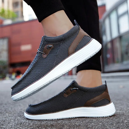 Fujeak Men's Breathable Casual Canvas Slip Shoes Comfort Slip-on Male Loafer Soft Loafers Lightweight Working Shoes