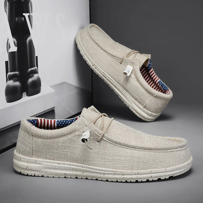 Sommer beige mænds afslappet loafers stor størrelse 47 komfortable flad lærred sko mand båd sko let slip-on drivesko til mænd