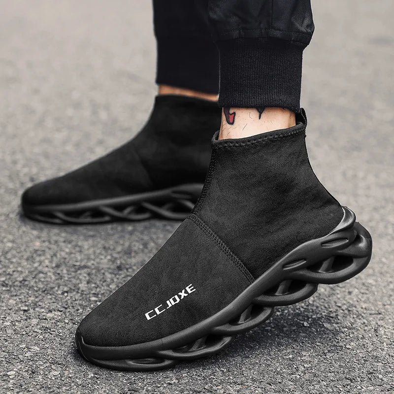Hot Selling Cheap Black Men's Running Shoes Breathable Comfort Running Sneakers Light Slip-on Socks Shoes For Man Large Size 47