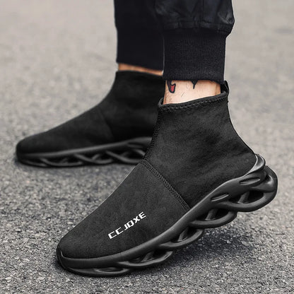 Hot Selling Cheap Black Men's Running Shoes Breathable Comfort Running Sneakers Light Slip-on Socks Shoes For Man Large Size 47