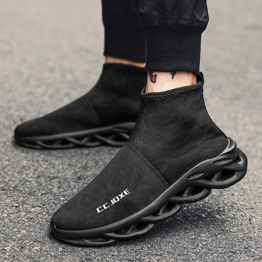Hot Selling Cheap Black Men's Running Shoes Breathable Comfort Running Sneakers Light Slip-on Socks Shoes For Man Large Size 47