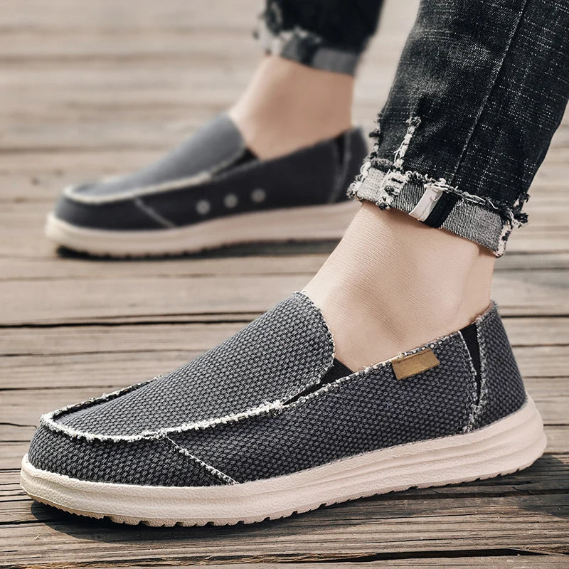 Summer Denim Canvas Uomini Scarpe casual traspiranti Sneaker non slittanti per estesi comodi scarpe da guida comodi mocassini da uomo di grandi dimensioni 39-47