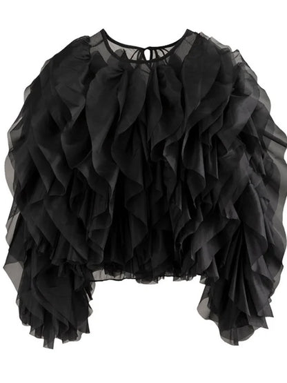 Twotwinstyle elegante patchwork arcesce delle camicette di chiffon donna o collo lanterna a manica lunga camicia sciolta
