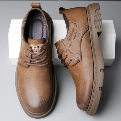 Sapatos de plataforma de outono de couro de vaca para homens moda casual novo designer derby sapatos masculino de baixo trabalho de trabalho no tornozelo