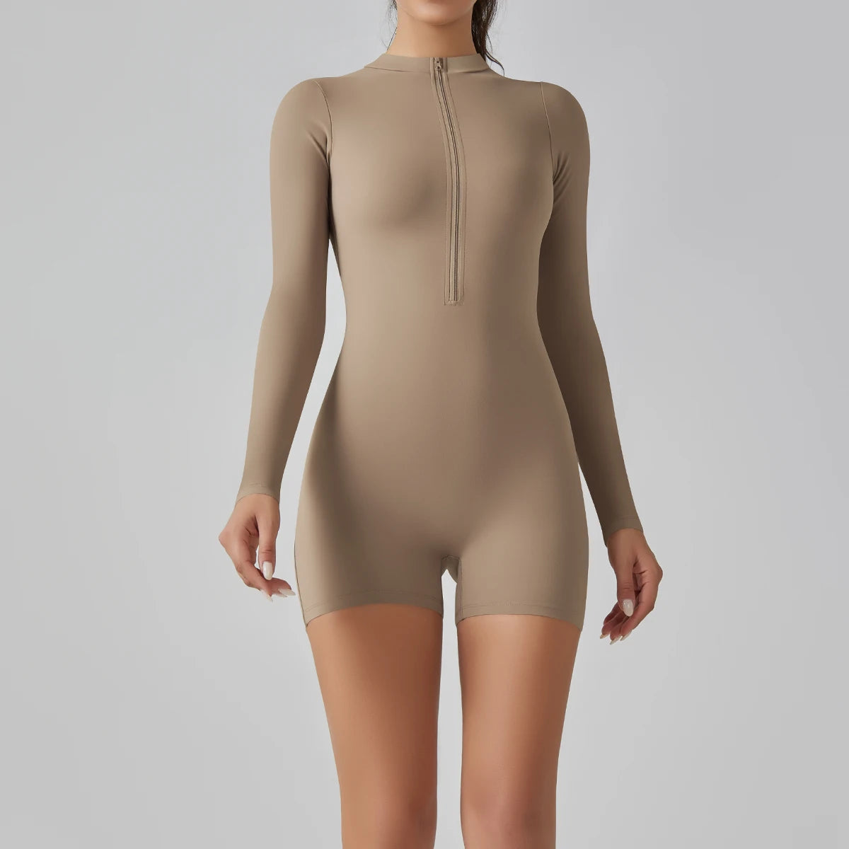 Yoga set dames jumpsuits uit één stuk pak rits zipper lange mouw gym push up workout kleding fitness bodysuit sportkleding trainingspak