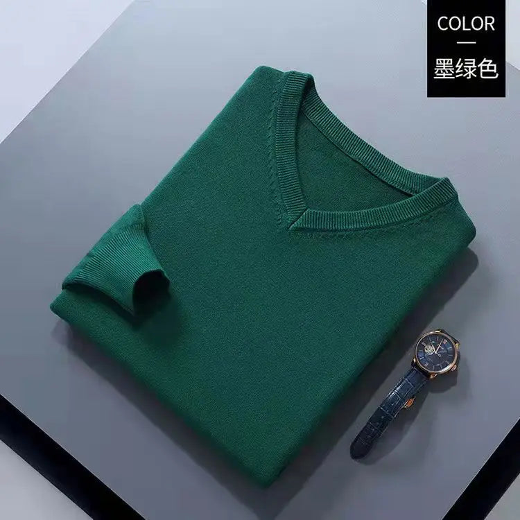 Cashmere Cotton Blend Classic V-Neck Pullover Men Sweater 2025 Autumn Winter Work Casual All-match Jumper Male Knitted Sweaters