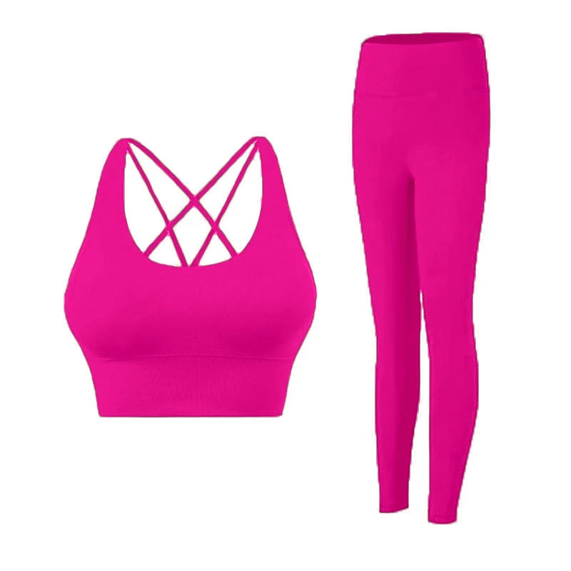 2 Piece Yoga Clothes Women's Tracksuit Athletic Wear Pilates Fitness Suit Gym Workout Push Up Clothes Sports Leggings Suit👖👖