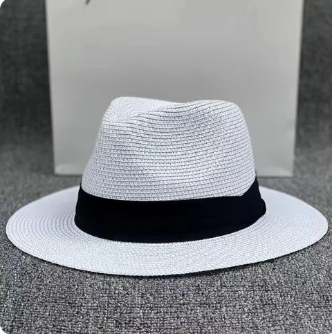 XL Big Head 63cm Zomerstrand geweven zon hoeden mannen vrouwen plus size jazz uv UPF 50+ zonbescherming reizen Panaman Strawhden unisex